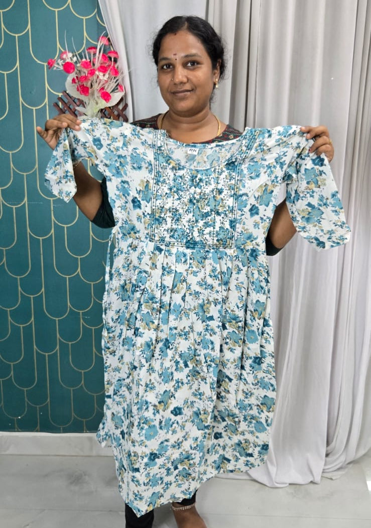 Popcorn Lightweight Umbrella Kurti | Floral Printed Flared Daily Wear Kurti
