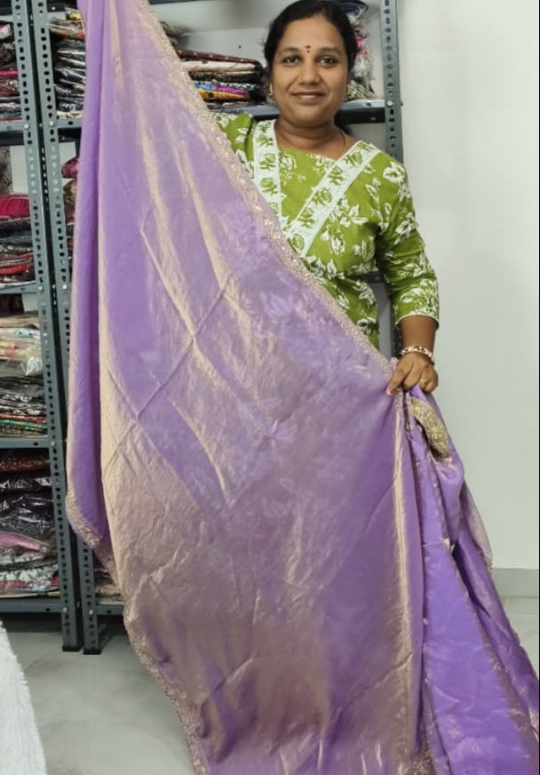 Premium Space Silk Lavender Long Gown with Elegant Lace Work Dupatta | Party Wear Ethnic Set