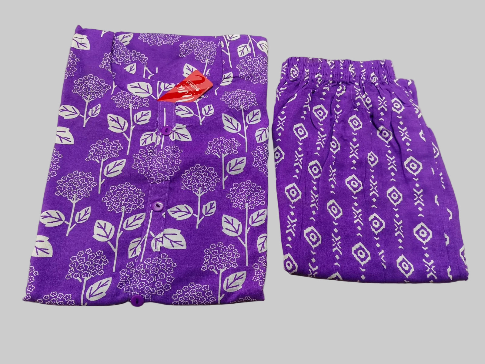 Lavender Liva Brand Women's Premium Printed Co-Ord Set | Stylish Top & Straight Pant Set