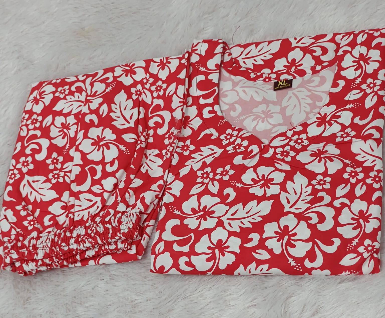 Lafar Cotton Co-Ord Set for Women | Printed Top & Bottom Set - XL | Buy 2 Sets for ₹599