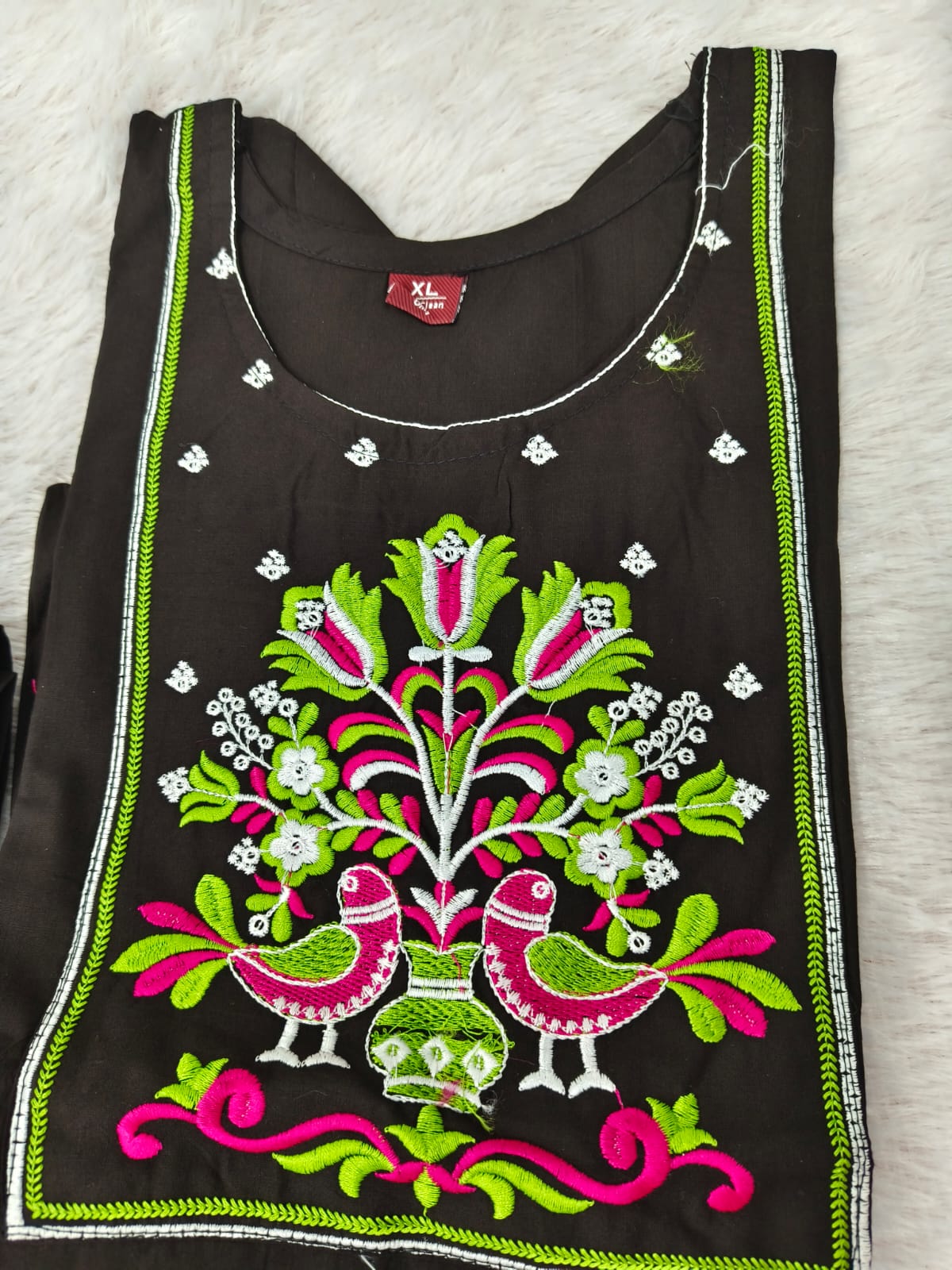 Black Dhabu Cotton Floral Embroidered Kurti with Palazzo Co-ord Set 🌸