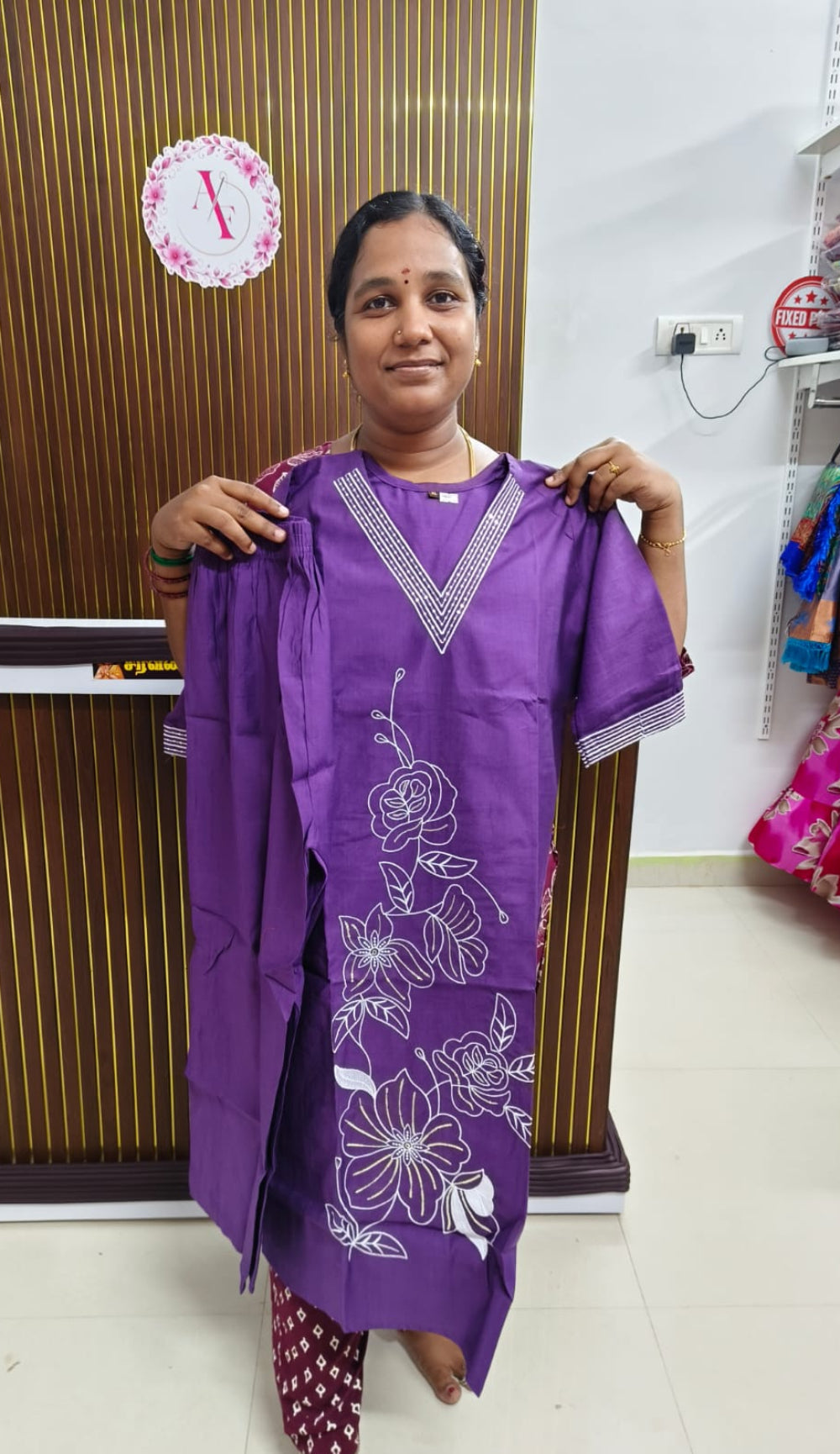 Violet Premium Embroidered V-Neck Co-Ord Set for Women | Top Pant Set