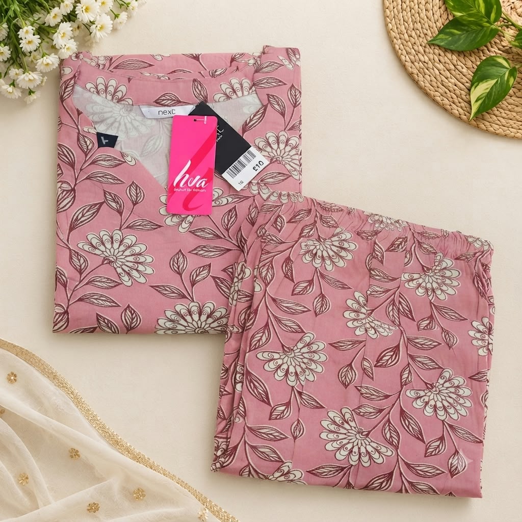 Pink Women's Premium Printed Co-Ord Set| Stylish Top & Straight Pant Set (plus size)