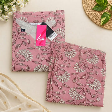 Pink Women's Premium Printed Co-Ord Set| Stylish Top & Straight Pant Set (plus size)