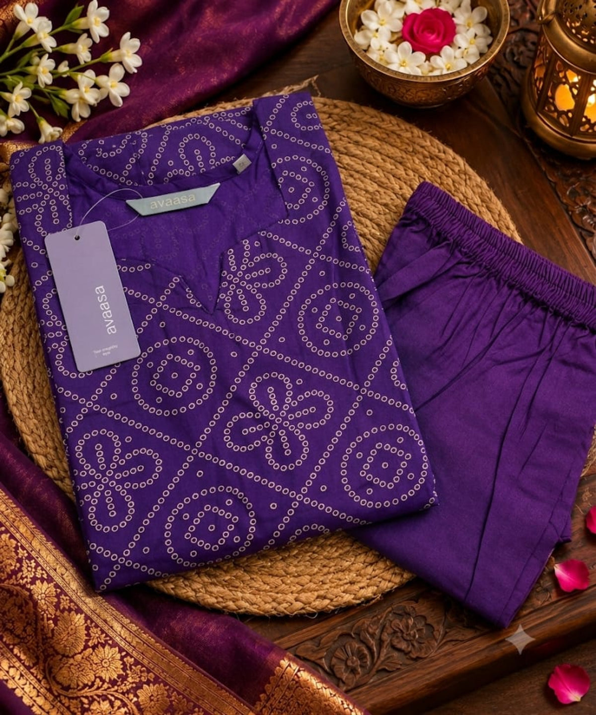 Violet Branded Soft Rayon Kurti with Pant Co-Ord Set –  Ethnic Wear for Women