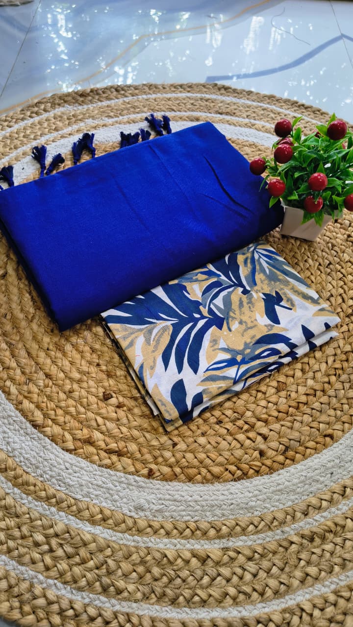 Premium Khadi Saree with Unstitched Kalamkari Blouse Combo (6.3m Saree + 1m Blouse)