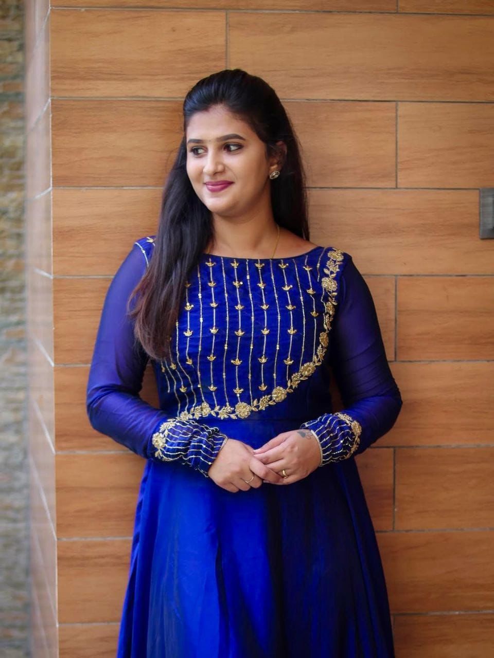 Royal Blue Georgette Long Kurti with Complete Lining