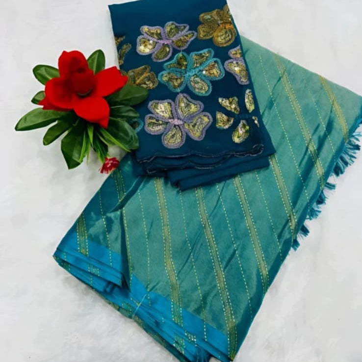 Teel Brasso Silk Saree with Blouse Piece | Festive & Wedding Wear Saree for Women