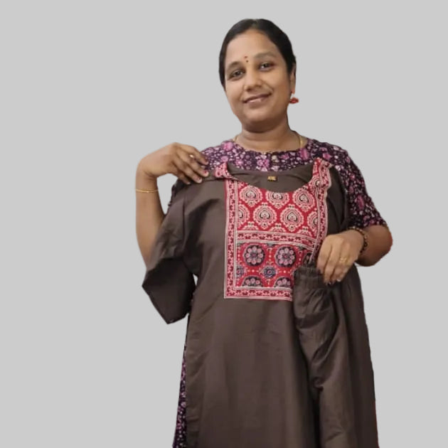 Brown Thick Cotton Blend Top Pant Set for Women | Stylish Casual & Office Wear Co-Ord Set
