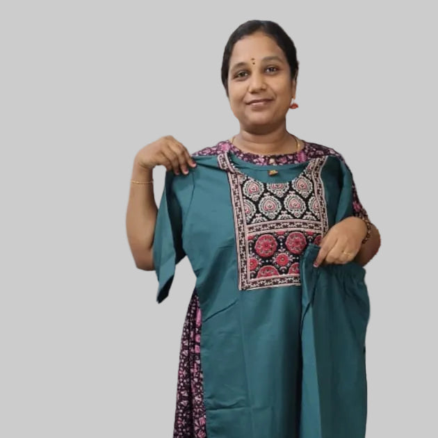 Peacock Green Thick Cotton Blend Top Pant Set for Women | Co-Ord Set