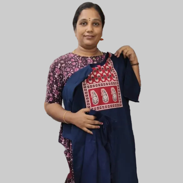 Deep Blue Thick Cotton Blend Top Pant Set for Women | Co-Ord Set
