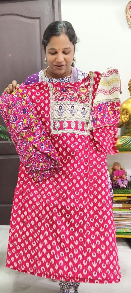 Pink Shade Premium Festive Wear Rayon 3-Piece Kurti Set for Women | Kurti Pant Dupatta Set