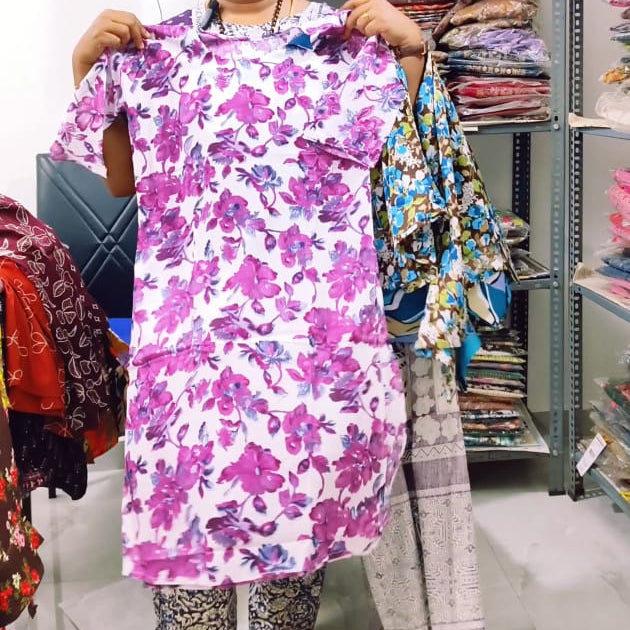 Women's Printed Popcorn Delta Kurti | Soft Lightweight Office Wear