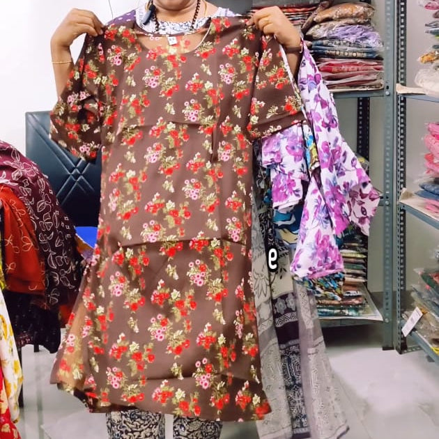Women's Printed Popcorn Delta Kurti | Soft Lightweight Office Wear