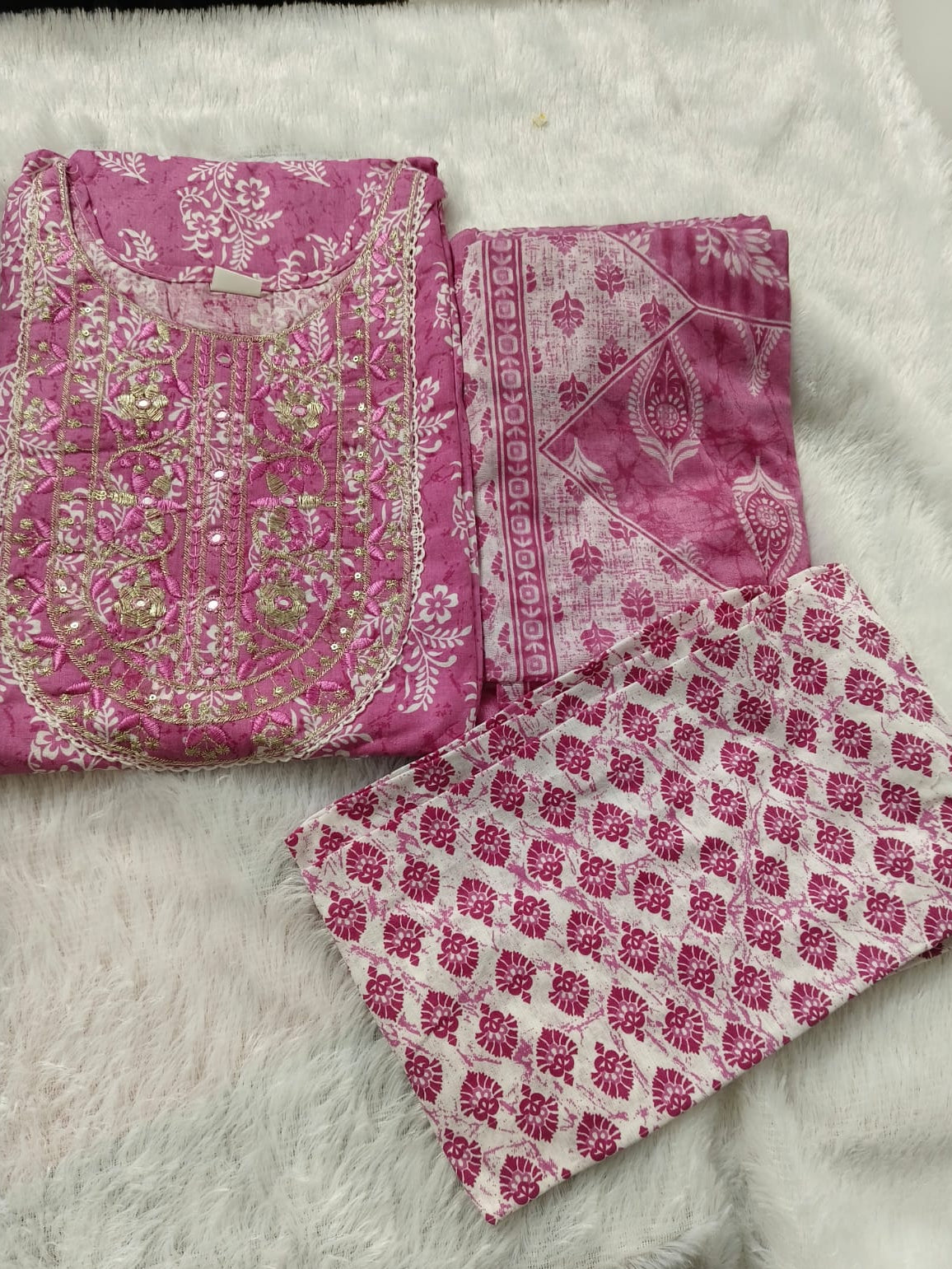 Premium Cotton 3-Piece Kurti Set for Women with Pant & Dupatta | Elegant Daily & Festive Wear
