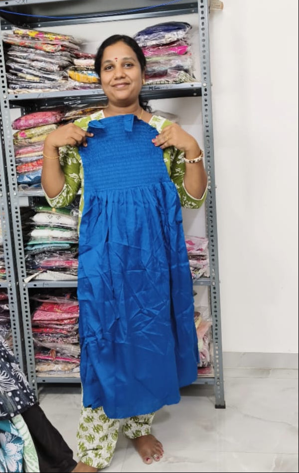 Women's Georgette Long Gown with Printed Overcoat & Hip Belt | Stretchable Free Size (S to L)