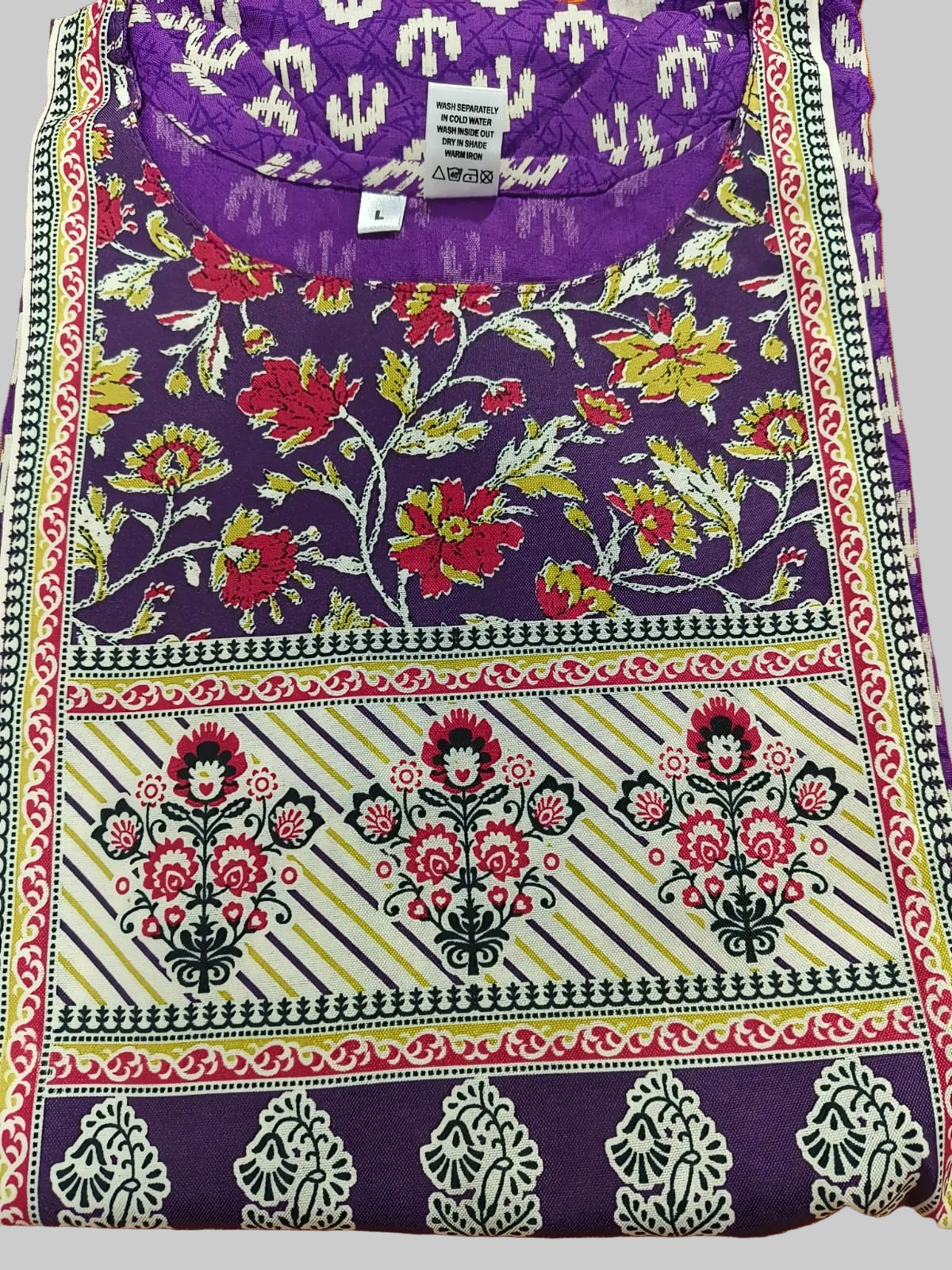 Violet Premium Rayon 3-Piece Kurti Set for Women | Kurti Pant Dupatta Festive Wear