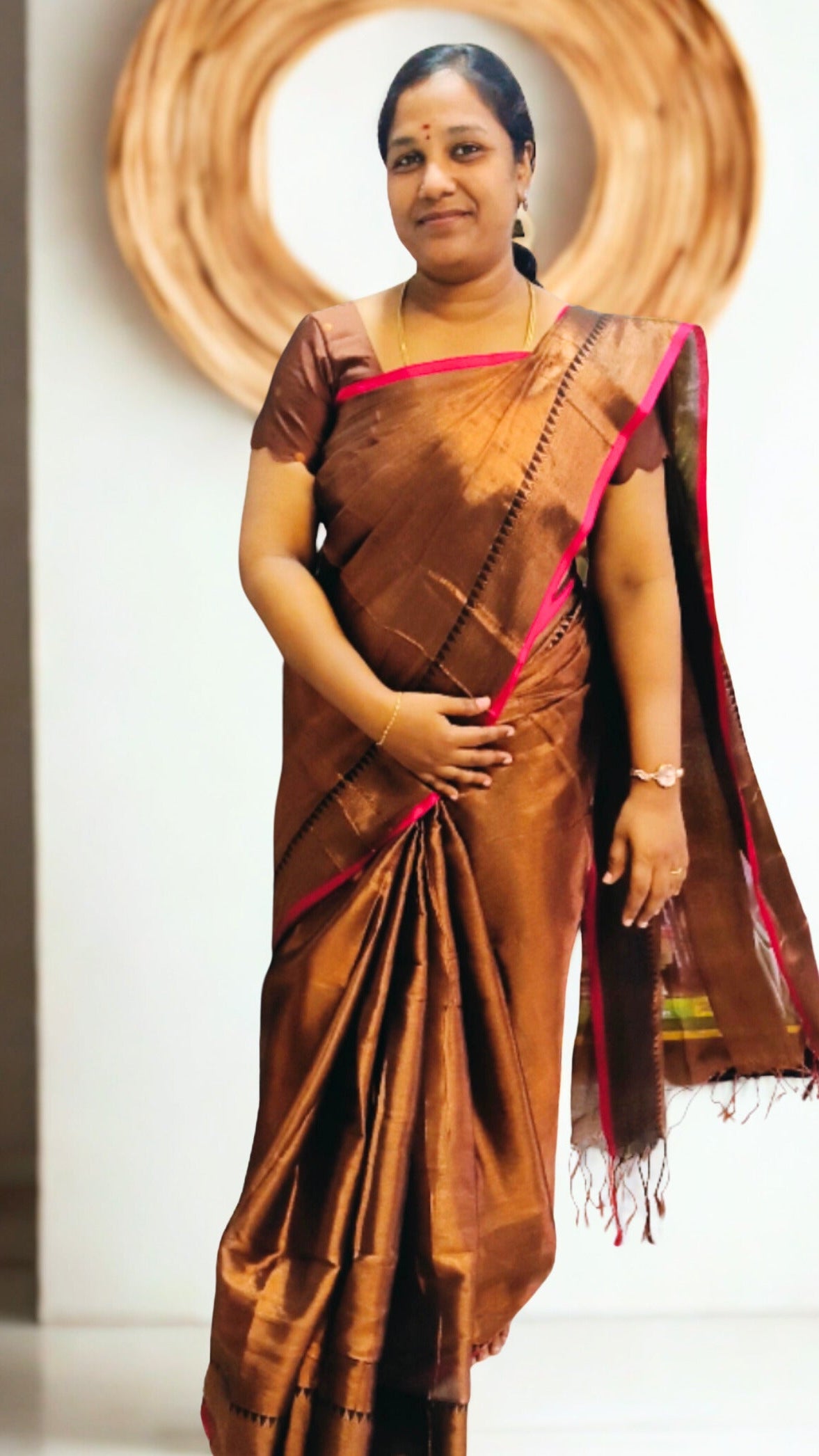 Copper Gold Raga Tissue Silk Saree with Running Blouse